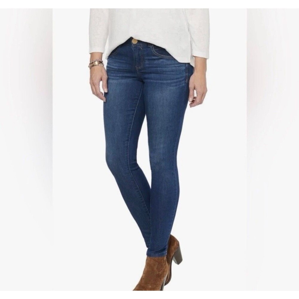 Democracy 'Ab Solution' Skinny Ankle Jeans Sz 14 Blue Mild Distressing